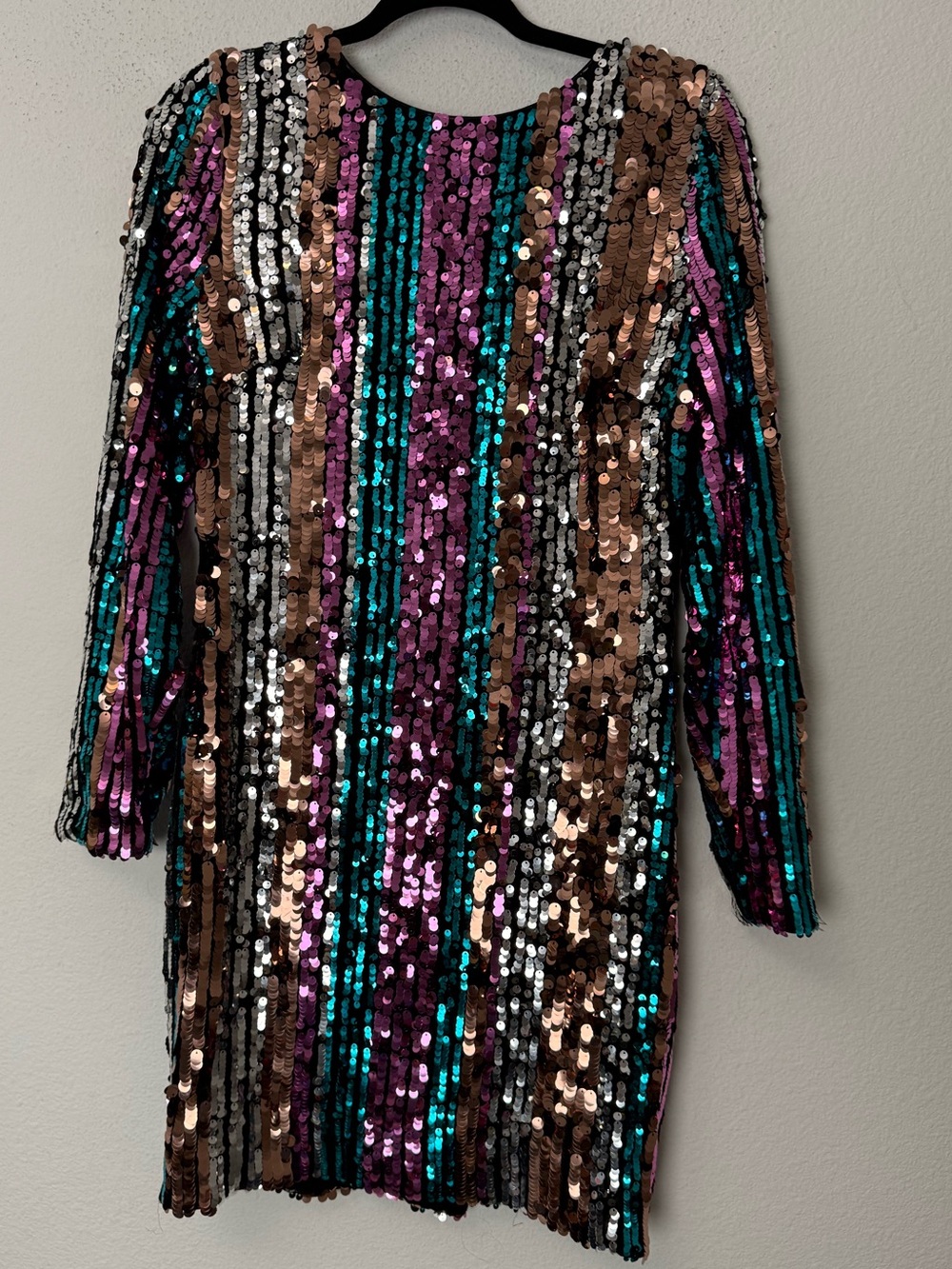 Dress the Population Sequin Mini Dress XL Amethyst Multi Open Back Party